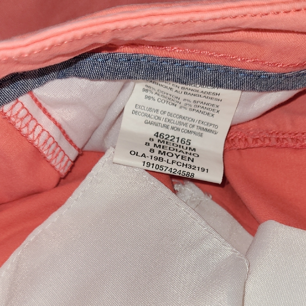 Lee Coral & Khaki Tan Mid-Rise Shorts Casual Cotton Blend Regular Fit Women's 8 - Picture 13 of 15